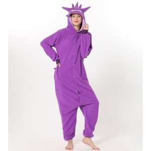 Kigurumi Pajamas |   Adults’ Kigurumi Pajamas Nightwear Cartoon Character Onesie Pajamas Flannel Cosplay For Men and Women Carnival Animal Sleepwear Cartoon Purple Cosplay & Costumes Kigurumi Pajamas