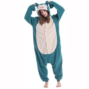 Kigurumi Pajamas |   Adults’ Kigurumi Pajamas Nightwear Cartoon Snorlax Animal Onesie Pajamas Funny Costume Flannel Cosplay For Men and Women Christmas Animal Sleepwear Cartoon White+Blue Cosplay & Costumes Kigurumi Pajamas