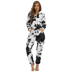 Kigurumi Pajamas |   Adults’ Kigurumi Pajamas Nightwear Cows Character Onesie Pajamas Flannel Cosplay For Men and Women Christmas Animal Sleepwear Cartoon Black Cosplay & Costumes Black