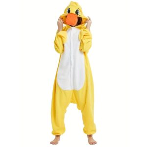 Kigurumi Pajamas |   Adults’ Kigurumi Pajamas Nightwear Onesie Pajamas Duck Animal Animal Onesie Pajamas Pajamas Funny Costume Cosplay For Men and Women Animal Sleepwear Cartoon Yellow Cosplay & Costumes Kigurumi Pajamas