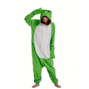 Kigurumi Pajamas |   Adults’ Kigurumi Pajamas Nightwear Onesie Pajamas Frog Animal Animal Onesie Pajamas Pajamas Funny Costume Polar Fleece polyester fibre Cosplay For Men’s Women’s Animal Sleepwear Cartoon Green Cosplay & Costumes Green