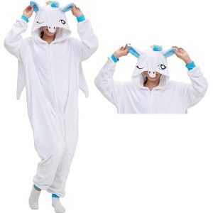 Kigurumi Pajamas |   Adults’ Kigurumi Pajamas Nightwear Unicorn Dog Character Onesie Pajamas Funny Costume Flannel Cosplay For Men and Women Carnival Animal Sleepwear Cartoon White Cosplay & Costumes Kigurumi Pajamas