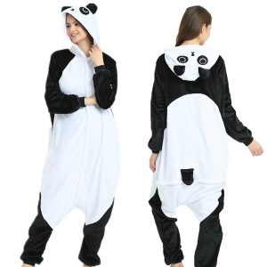 Kigurumi Pajamas |   Adults’ Kigurumi Pajamas Panda Animal Onesie Pajamas Funny Costume Terylene Cosplay For Men and Women Carnival Animal Sleepwear Cartoon Black | White Cosplay & Costumes Black / White