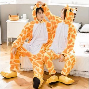 Kigurumi Pajamas |   Adults’ Kigurumi Pajamas Slippers Nightwear Camouflage Giraffe Patchwork Onesie Pajamas Coral fleece Cosplay For Men and Women Christmas Animal Sleepwear Cartoon Festival / Holiday Costumes Orange Cosplay & Costumes Kigurumi Pajamas