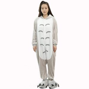 Kigurumi Pajamas |   Adults’ Kigurumi Pajamas Totoro Animal Onesie Pajamas Flannelette Cosplay For Men and Women Halloween Animal Sleepwear Cartoon Gray Cosplay & Costumes Gray