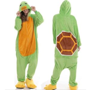 Kigurumi Pajamas |   Adults’ Kigurumi Pajamas Turtle Animal Onesie Pajamas Funny Costume Terylene Cosplay For Men and Women Carnival Animal Sleepwear Cartoon Green Cosplay & Costumes Green