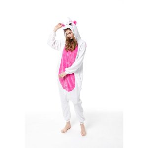 Kigurumi Pajamas |   Adults’ Kigurumi Pajamas Unicorn Bat Animal Onesie Pajamas Flannelette Cosplay For Men and Women Christmas Animal Sleepwear Cartoon Fuschia Cosplay & Costumes Fuschia