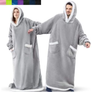 Kigurumi Pajamas |   Adults’ Oversized Hoodie Blanket Wearable Blanket With Pocket Solid Color Onesie Pajamas Flannel Cosplay For Men and Women Carnival Animal Sleepwear Cartoon Festival / Holiday Costumes Gray Cosplay & Costumes Gray