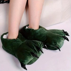 Kigurumi Pajamas |   Animal Paw Home Slippers Soft Plush Cozy House Slippers Anti-skid Slip-on Shoes Indoor For Men Winter Shoes Green Cosplay & Costumes Green