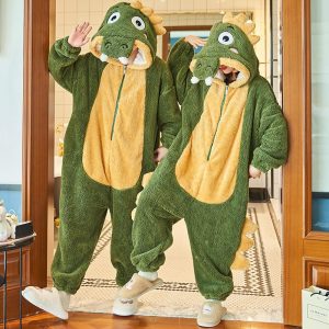 Kigurumi Pajamas |   animals Party Costume Costume Family Christmas Pajamas Kigurumi Pajamas Men’s Women’s Couple’s One Piece Halloween Carnival Masquerade Adults’ Party Party & Evening Polyester Microfiber Onesie Green Cosplay & Costumes Green