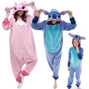 Kigurumi Pajamas |   Kid’s Adults’ Kigurumi Pajamas Cartoon Blue Monster Animal Onesie Pajamas Charm Funny Costume polyester fibre Cosplay For Men’s Women’s Boys Halloween Animal Sleepwear Cartoon Blue Cosplay & Costumes Blue