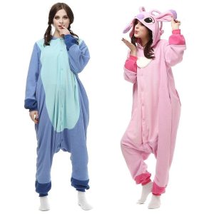 Kigurumi Pajamas |   Kid’s Adults’ Kigurumi Pajamas Cartoon Blue Monster Animal Onesie Pajamas Charm Funny Costume polyester fibre Cosplay For Men’s Women’s Boys Halloween Animal Sleepwear Cartoon Pink Cosplay & Costumes Kigurumi Pajamas