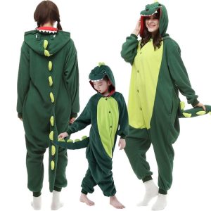 Kigurumi Pajamas |   Kid’s Adults’ Kigurumi Pajamas Dinosaur Patchwork Onesie Pajamas Funny Costume Cosplay For Men and Women Boys and Girls Christmas Animal Sleepwear Cartoon Dark Green Cosplay & Costumes Dark Green