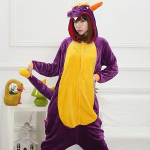 Kigurumi Pajamas |   Kid’s Adults’ Kigurumi Pajamas Nightwear Dragon Character Onesie Pajamas Flannel Cosplay For Men and Women Boys and Girls Carnival Animal Sleepwear Cartoon Purple Cosplay & Costumes Kigurumi Pajamas