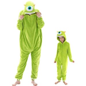 Kigurumi Pajamas |   Kid’s Adults’ Kigurumi Pajamas Nightwear Onesie Pajamas Animal Cartoon Onesie Pajamas Funny Costume Flannel Cosplay For Men and Women Boys and Girls Carnival Animal Sleepwear Cartoon Green Cosplay & Costumes Green