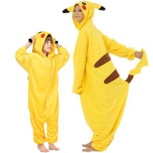 Kigurumi Pajamas |   Kid’s Adults’ Kigurumi Pajamas Pika Pika Patchwork Onesie Pajamas Funny Costume Flannelette Flannel Toison Cosplay Costume Warm Cute Cozy Homewear For Halloween Carnival Yellow Cosplay & Costumes Kigurumi Pajamas