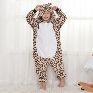 Kigurumi Pajamas |   Kid’s Kigurumi Pajamas Bear Leopard Onesie Pajamas Flannel Fabric Cosplay For Boys and Girls Carnival Animal Sleepwear Cartoon White Cosplay & Costumes Kigurumi Pajamas