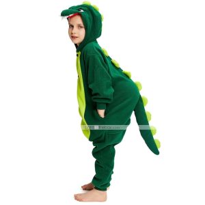 Kigurumi Pajamas |   Kid’s Kigurumi Pajamas Dinosaur Animal Patchwork Onesie Pajamas Pajamas Polar Fleece Cosplay For Boys and Girls Christmas Animal Sleepwear Cartoon Green Cosplay & Costumes Green