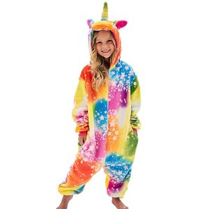 Kigurumi Pajamas |   Kid’s Kigurumi Pajamas Flying Horse Stars Onesie Pajamas Flannel Fabric Cosplay For Boys and Girls Christmas Animal Sleepwear Cartoon Rainbow Cosplay & Costumes Kigurumi Pajamas