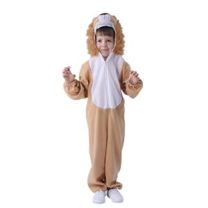 Kigurumi Pajamas |   Kid’s Kigurumi Pajamas Lion Character Onesie Pajamas Flannel Fabric Cosplay For Boys and Girls Carnival Animal Sleepwear Cartoon Khaki Cosplay & Costumes Khaki