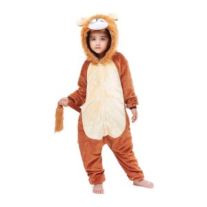 Kigurumi Pajamas |   Kid’s Kigurumi Pajamas Nightwear Camouflage Lion Lion Onesie Pajamas Funny Costume Flannel Fabric Cosplay For Boys and Girls Christmas Animal Sleepwear Cartoon Coffee Cosplay & Costumes Coffee