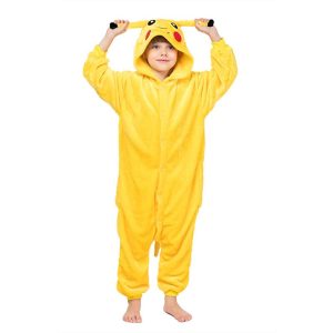 Kigurumi Pajamas |   Kid’s Kigurumi Pajamas Nightwear Camouflage Pika Pika Animal Patchwork Onesie Pajamas Pajamas Funny Costume Coral fleece Cosplay For Boys and Girls Halloween Animal Sleepwear Cartoon Yellow Cosplay & Costumes Kigurumi Pajamas