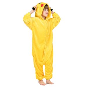 Kigurumi Pajamas |   Kid’s Kigurumi Pajamas Nightwear Camouflage Pika Pika Animal Solid Colored Onesie Pajamas Charm Friendship Sleep Slip Flannel Toison Cosplay For Boys and Girls Christmas Animal Sleepwear Cartoon Yellow Cosplay & Costumes Kigurumi Pajamas