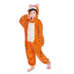 Kigurumi Pajamas |   Kid’s Kigurumi Pajamas Nightwear Camouflage Tiger Animal Patchwork Onesie Pajamas Pajamas Funny Costume Flannel Toison Cosplay For Boys and Girls Christmas Animal Sleepwear Cartoon Orange Cosplay & Costumes Kigurumi Pajamas