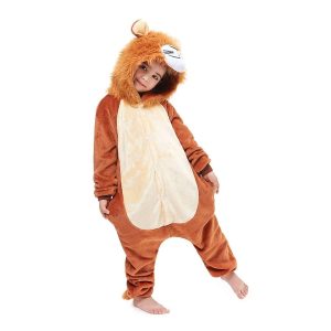 Kigurumi Pajamas |   Kid’s Kigurumi Pajamas Nightwear Camouflage Unicorn Pika Pika Solid Colored Onesie Pajamas Cosplay For Boys and Girls Christmas Animal Sleepwear Cartoon Festival / Holiday Costumes Brown Cosplay & Costumes Brown