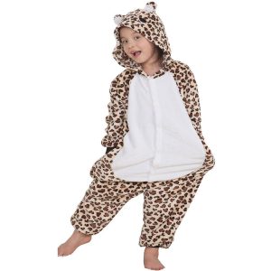 Kigurumi Pajamas |   Kid’s Kigurumi Pajamas Nightwear Cartoon Animal Onesie Pajamas Funny Costume Flannel Cosplay For Boys and Girls Christmas Animal Sleepwear Cartoon Brown Cosplay & Costumes Brown