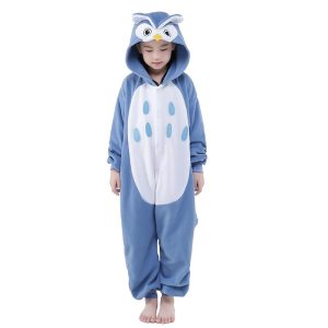 Kigurumi Pajamas |   Kid’s Kigurumi Pajamas Owl Animal Patchwork Onesie Pajamas Pajamas Funny Costume Velvet Mink Cosplay For Boys and Girls Christmas Animal Sleepwear Cartoon Blue Cosplay & Costumes Blue