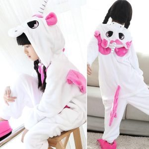 Kigurumi Pajamas |   Kid’s Kigurumi Pajamas Unicorn Cat Tiger Animal Onesie Pajamas Flannelette Cosplay For Boys and Girls Halloween Animal Sleepwear Cartoon White Cosplay & Costumes Kigurumi Pajamas