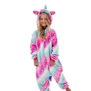 Kigurumi Pajamas |   Kid’s Kigurumi Pajamas Unicorn Flying Horse Galaxy Onesie Pajamas Funny Costume Flannel Fabric Cosplay For Boys and Girls Christmas Animal Sleepwear Cartoon White+Blue Cosplay & Costumes Kigurumi Pajamas