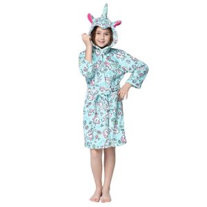 Kigurumi Pajamas |   Kid’s Nightwear Wearable Blanket Hoodie With Pocket Unicorn Character Onesie Pajamas Flannel Cosplay For Boys and Girls Christmas Animal Sleepwear Cartoon Light Blue Cosplay & Costumes Kigurumi Pajamas