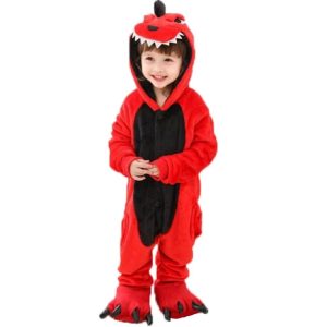 Kigurumi Pajamas |   Kigurumi Pajamas Nightwear Camouflage Dinosaur Cartoon Onesie Pajamas Funny Costume Flannelette Cosplay For Boys and Girls Christmas Animal Sleepwear Cartoon Red Cosplay & Costumes Kigurumi Pajamas