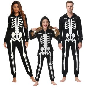 Kigurumi Pajamas |   Skeleton / Skull Outfits Kigurumi Pajamas Kid’s Adults’ Men’s Cosplay Halloween Easy Halloween Costumes Black Cosplay & Costumes Black