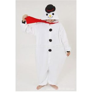 Kigurumi Pajamas |   Snowman Kigurumi Pajamas Christmas Pajamas Men’s Women’s Christmas Christmas Carnival Masquerade Christmas Eve Adults Party Christmas Coral fleece Onesie White Cosplay & Costumes Kigurumi Pajamas