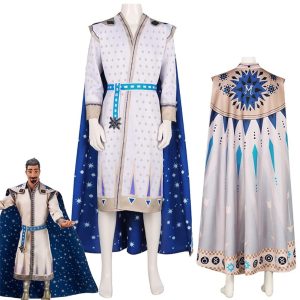 Movie & TV Theme Costumes |   2023 Movie Wish King Magnifico White Outsuit Party Carnival Halloween Cosplay Costume for Adults Kids Men Boy Cosplay Costume White with Dots Cosplay & Costumes Movie & TV Theme Costumes