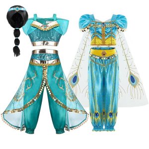 Movie & TV Theme Costumes |   Aladdin and the Magic Lamp Fairytale Princess Jasmine Theme Party Costume Dance Costumes Girls’ Movie Cosplay Halloween Silver Wig Yellow Dress Halloween Carnival Masquerade World Book Day Costumes Silver Cosplay & Costumes Movie & TV Theme Costumes