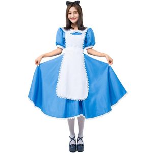 Movie & TV Theme Costumes |   Alice in Wonderland Maid Costume Princess Dress Flower Girl Dress Tulle Dresses Women’s Movie Cosplay Cosplay Blue Halloween Carnival Masquerade Dress Apron Headwear Blue Cosplay & Costumes Blue