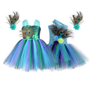 Movie & TV Theme Costumes |   Animals Peacock Dress Flower Girl Dress Tulle Dresses Girls’ Movie Cosplay Cosplay Sequin Peacock Dress + Headwear Peacock skirt + headdress Children’s Day Masquerade Dress Sequin Peacock Dress + Headwear Cosplay & Costumes Movie & TV Theme Costumes