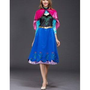 Movie & TV Theme Costumes |   Anna Dress Outfits Masquerade Women’s Movie Cosplay Cute Party Designer Blue Carnival Masquerade Dress Shawl Blue Cosplay & Costumes Blue