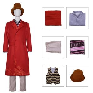 Movie & TV Theme Costumes |   Charlie and the Chocolate Factory Wonka Willy Wonka Cosplay Costume Outfits Men’s Movie Cosplay Cosplay Red 6 PCS Halloween Masquerade Coat Vest Shirt Red 6 PCS Cosplay & Costumes Movie & TV Theme Costumes