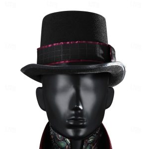 Movie & TV Theme Costumes |   Charlie and the Chocolate Factory Wonka Willy Wonka Hat Movie Cosplay Cosplay Black Halloween Masquerade Hat Black Cosplay & Costumes Black