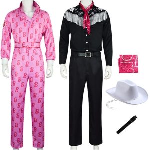 Movie & TV Theme Costumes |   Cowboy Movie Outfits Doll Hot Pink Jumpsuit Costume for Men Boys Kids Adults West Style Y2K Retro Vintage Vacation Daily Wear Halloween Carnival Pink Cosplay & Costumes Movie & TV Theme Costumes