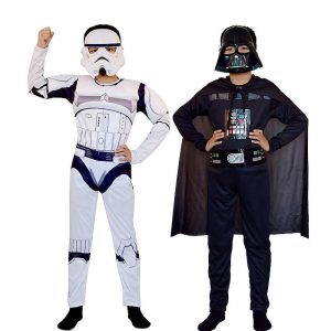 Movie & TV Theme Costumes |   Darth Vader Cosplay Costume Outfits Boys Girls’ Movie Cosplay Cosplay Halloween Black White Halloween Carnival Children’s Day Leotard / Onesie Mask Black Cosplay & Costumes Black