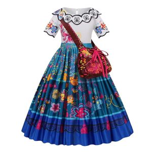 Movie & TV Theme Costumes |   Encanto Princess Mirabel Madrigal Vacation Dress Theme Party Costume Girls’ Movie Cosplay Cosplay Halloween Wig Red Blue Dress Halloween Carnival Masquerade Polyester World Book Day Costumes Dark Blue Cosplay & Costumes Dark Blue