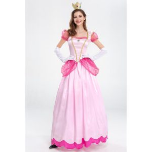 Movie & TV Theme Costumes |   Fairytale Princess Peach Cosplay Costume Vacation Dress Women’s Movie Cosplay Sweet Pink Masquerade Dress Pink Cosplay & Costumes Movie & TV Theme Costumes