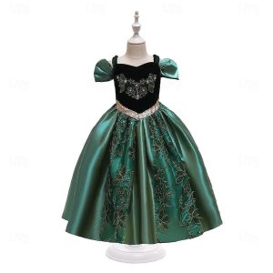 Movie & TV Theme Costumes |   Frozen Fairytale Princess Anna Flower Girl Dress Theme Party Costume Tulle Dresses Girls’ Movie Cosplay Cosplay Halloween Green Halloween Carnival Masquerade Dress Green Cosplay & Costumes Green