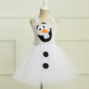 Movie & TV Theme Costumes |   Frozen Olaf Tutu Dress Princess Theme Party Costume Girls’ Movie Cosplay Casual Costume Party White Dress Children’s Day Masquerade Organza White Cosplay & Costumes Movie & TV Theme Costumes